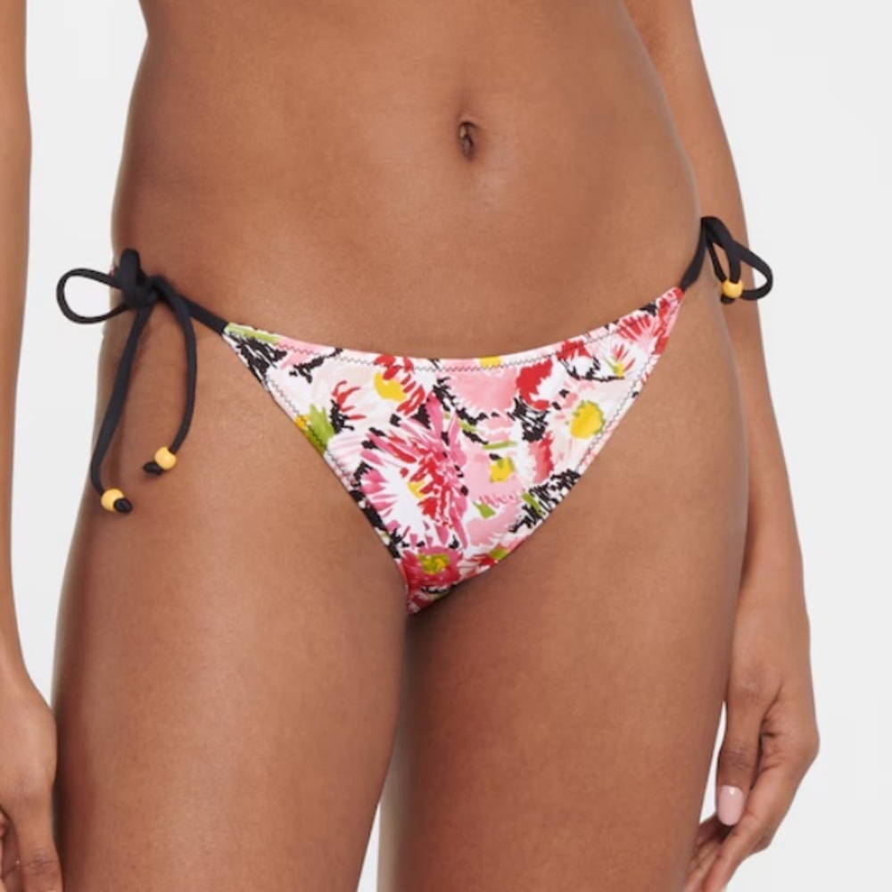 NWT STELLA MCCARTNEY Watercolor Pink Floral Bikini Bottom With Side Ties XS